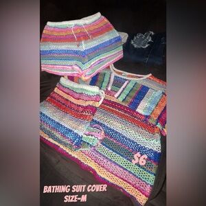 Colorful Crochet Bathing Suit Cover Set